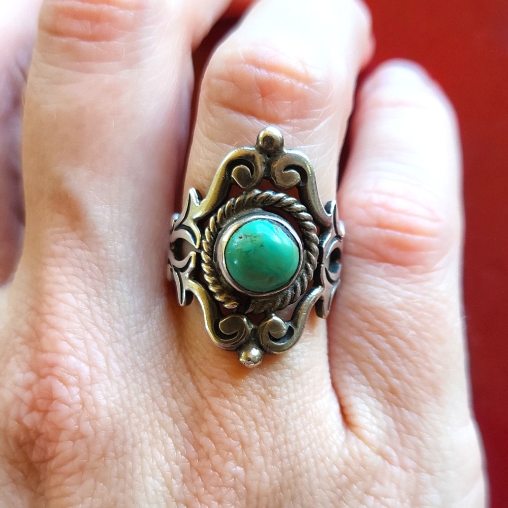 Silver Boho Southwest Turquoise Statement Ring
